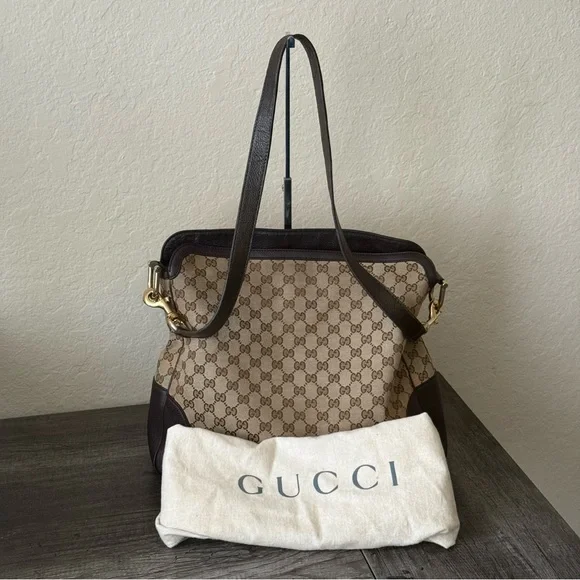 🔥SALE🔥💎GUCCI MONOGRAM MEDIUM DIANA BAMBOO SHOULDER BAG / GUARANTEED AUTHENTIC 💎 - Picture 1 of 14